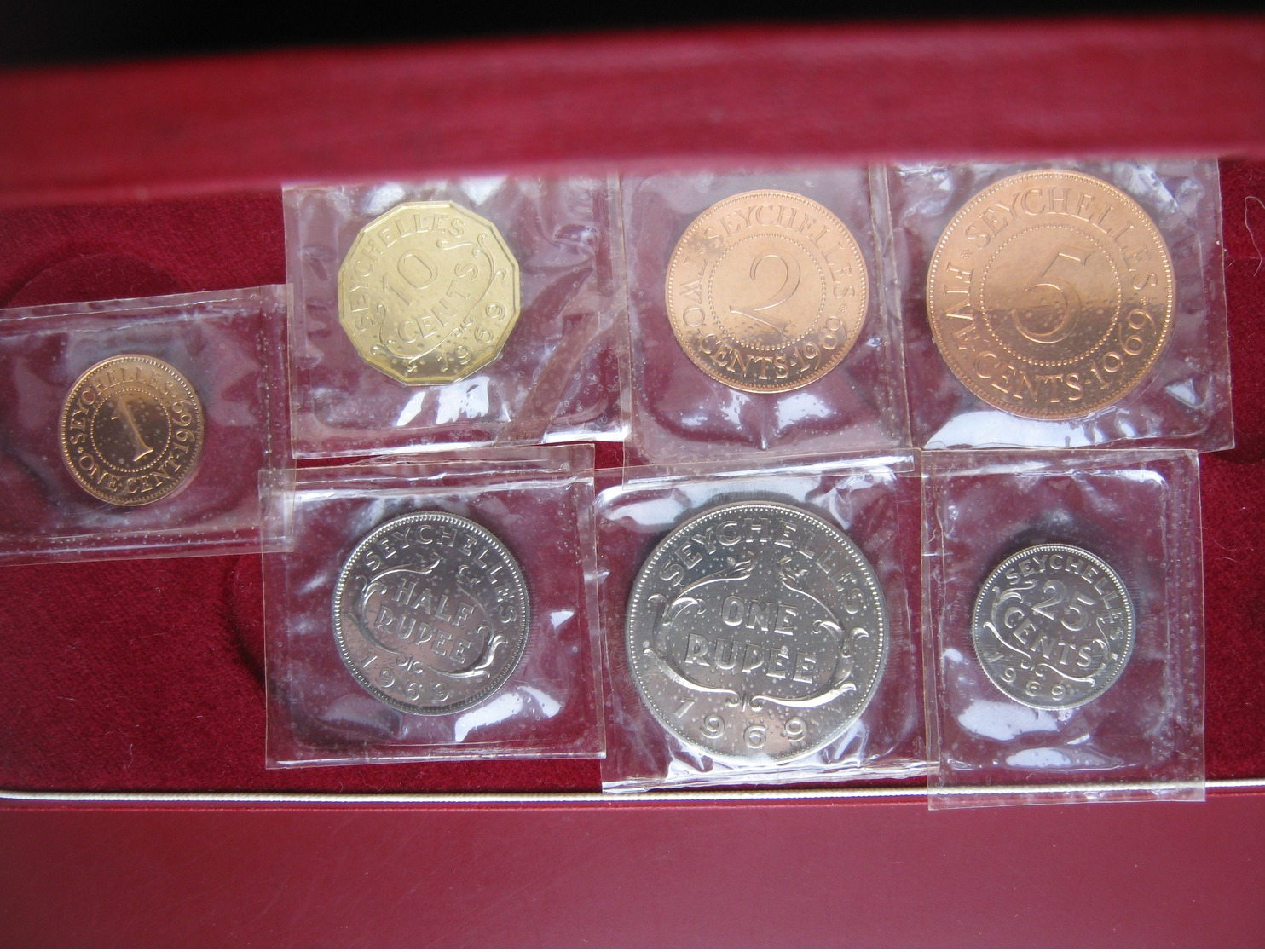 Seychelles 1969 Proof Coin Collection Set: 1 Cent - 1 Rupee By Royal Mint Cased - Seychelles