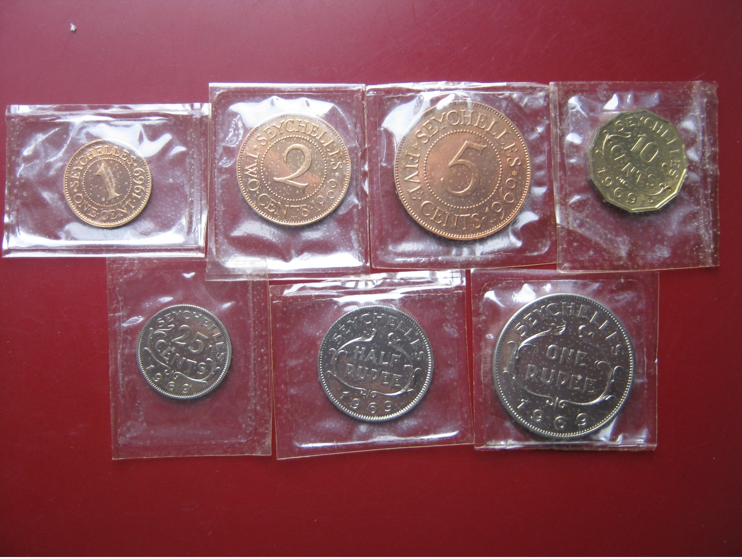 Seychelles 1969 Proof Coin Collection Set: 1 Cent - 1 Rupee By Royal Mint Cased - Seychelles