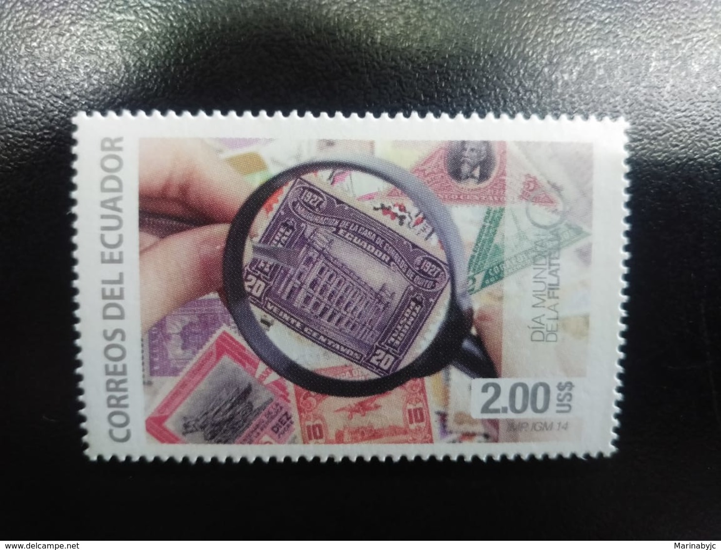 W) 2014 ECUADOR, PHILATELY DAY STAMP, COLOR MAGNIFY - Ecuador