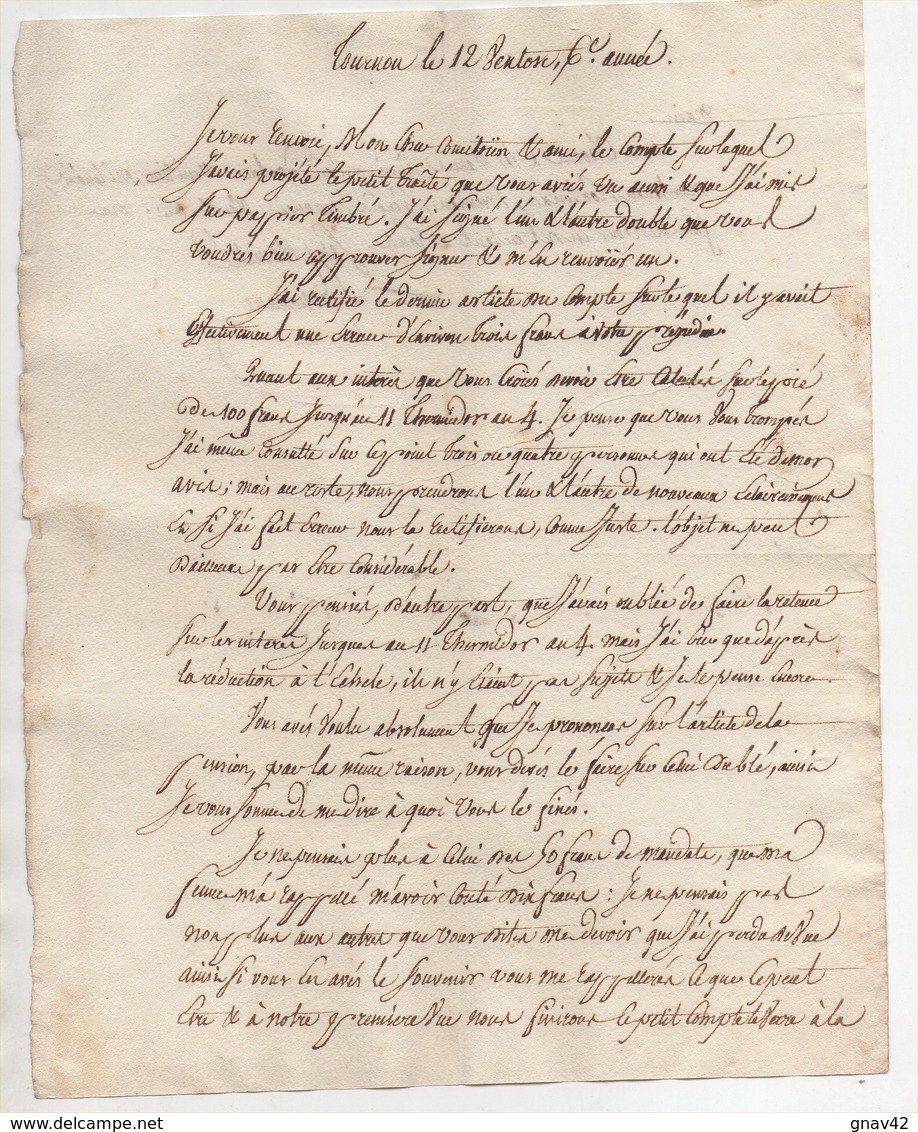 Lettre Tournon An 6 - Manuscrits