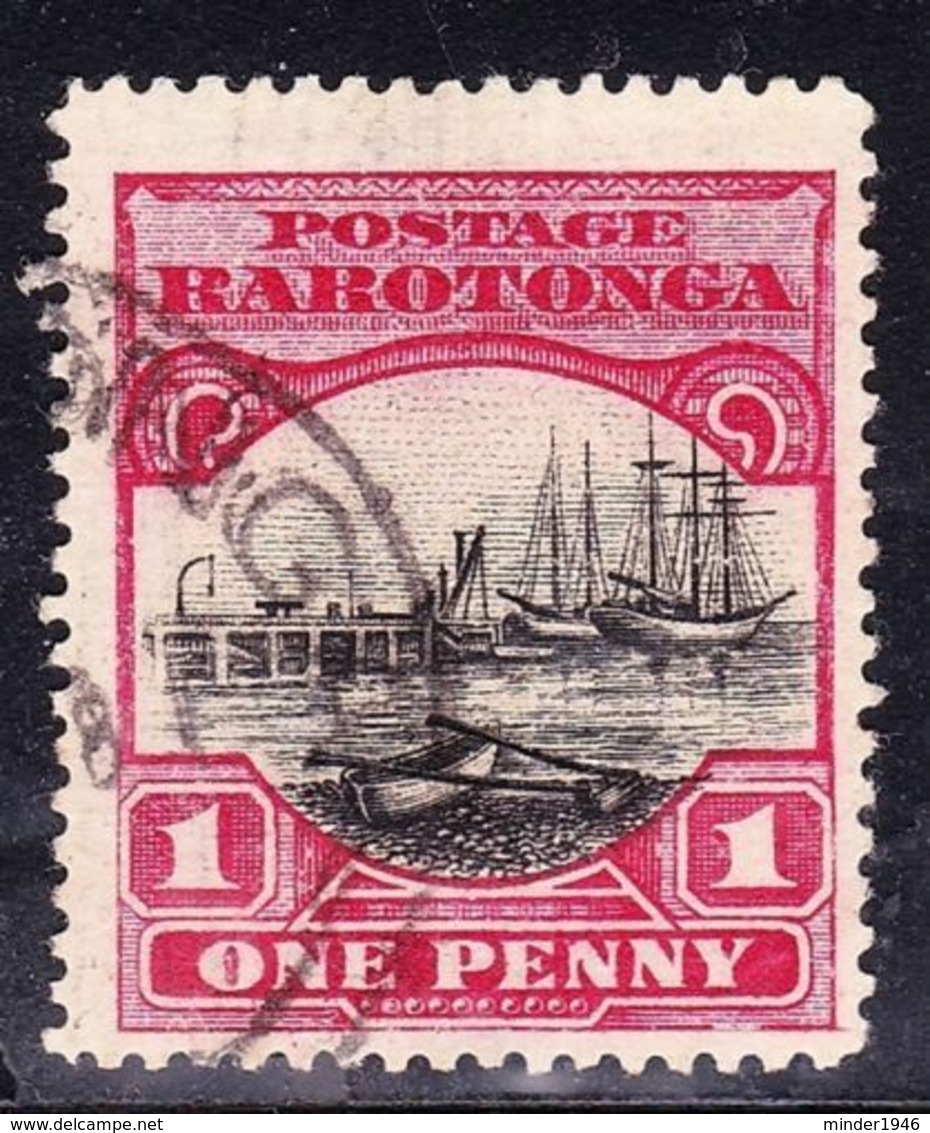 COOK ISLANDS RAROTONGA 1920 1d Black & Carmine-Red SG71 Fine Used - Cook Islands