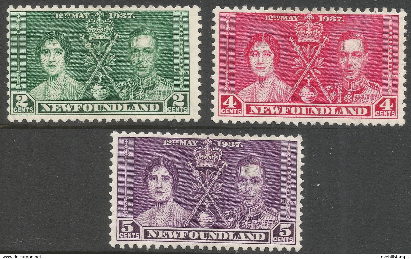 Newfoundland. 1937 KGVI Coronation. MH Complete Set SG 254-256 - 1908-1947