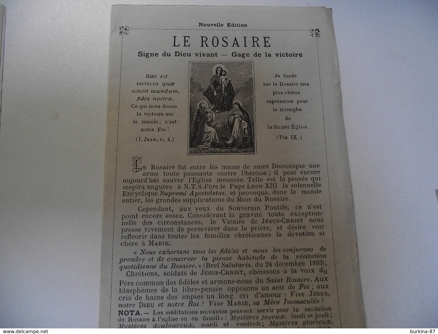 Le ROSAIRE,  Signe Du Dieu Vivant, Vers 1880 - Religion & Esotérisme
