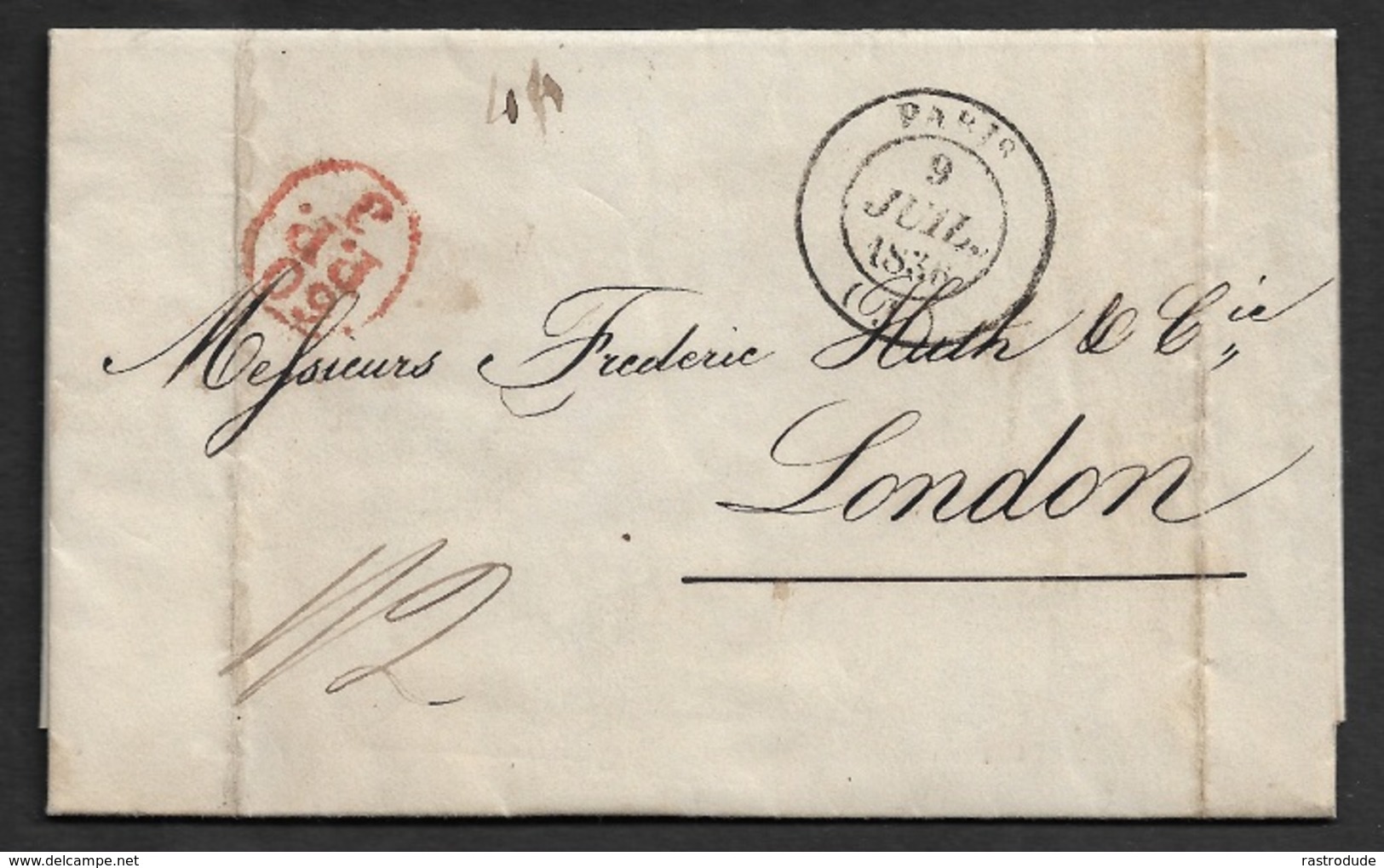 1836 - LAC - PARIS A LONDRES - 60.P.P.J - Verso C.à.d F.P.O Foreign Post Office - 1801-1848: Precursors XIX