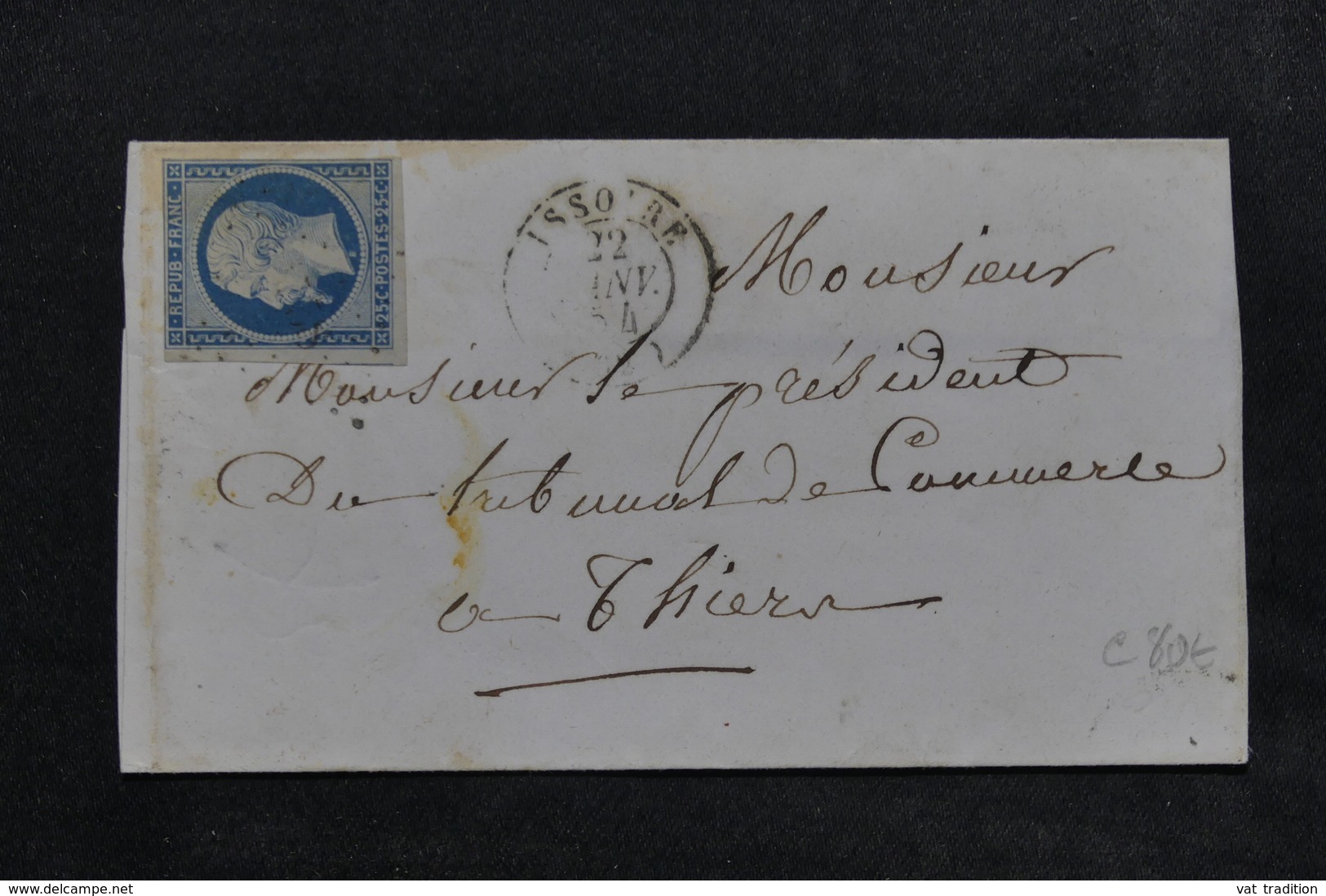 FRANCE - Lettre De Issoire Pour Thiers En 1854 , Affranchissement Napoléon N° 10 - L 22957 - 1849-1876: Période Classique