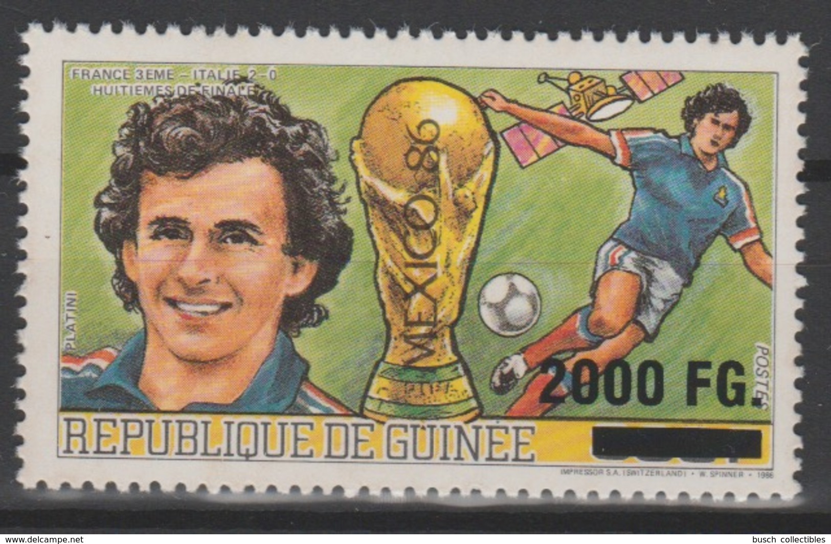 Guinée Guinea 2009 Mi. 6730 Surchargé Overprint Football Fußball Soccer FIFA World Cup Mexico Michel Platini Coupe Monde - 1986 – Mexico