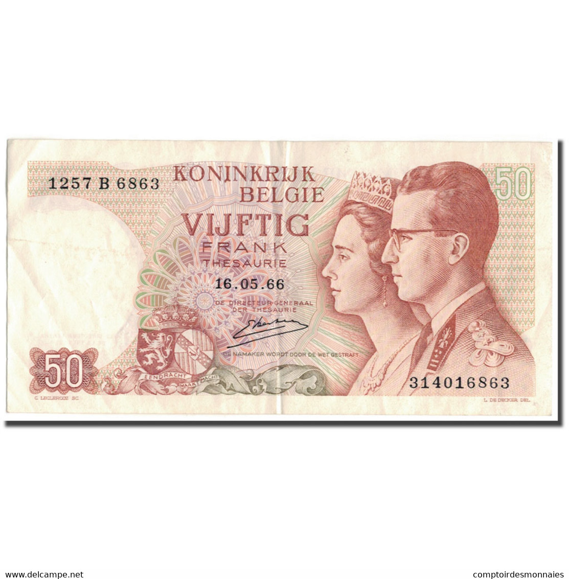 Billet, Belgique, 50 Francs, 1966-05-16, KM:139, SUP - 50 Francos