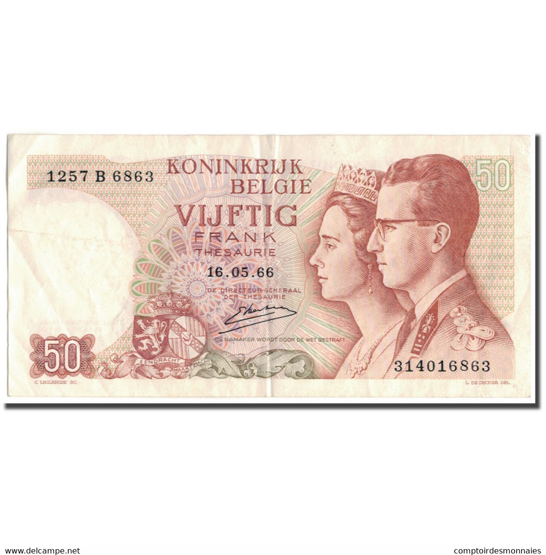 Billet, Belgique, 50 Francs, 1966-05-16, KM:139, SUP - 50 Francs