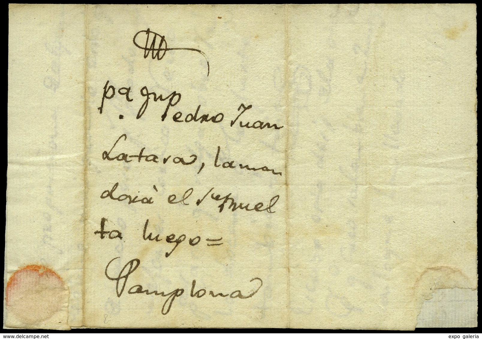 1825. Carta Cda Fuera Del Correo, De Zaragoza A Pamplona. Curioso Y Raro Documento Circulado. - ...-1850 Prefilatelia