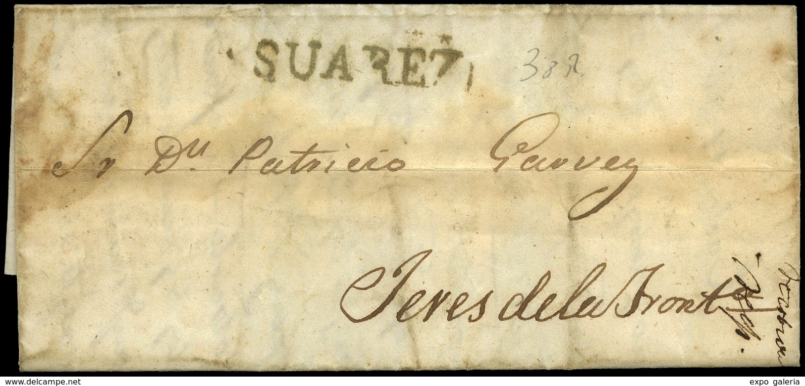 Mensajerias Gaditanas. 1859. Número 38R “Suarez” Lujo. Muy Rara. - ...-1850 Vorphilatelie