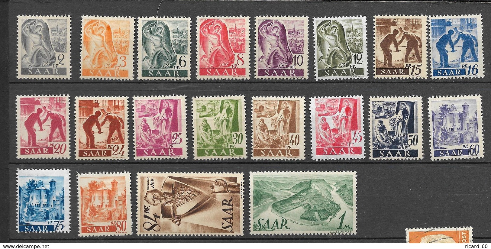 Timbres Neufs De La Sarre (trace De Charnière), N°196-215, Série Complète De 1947 - Neufs