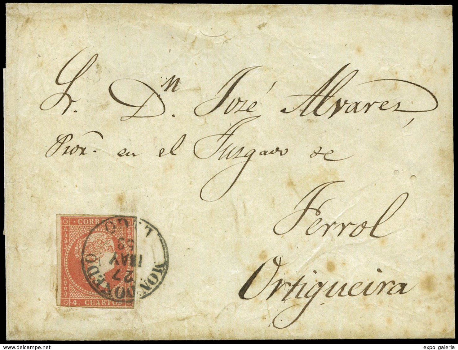 Ed. 48 - Sobreenvuelta Cda Mat. Fechador Tp. I “Mondoñedo-Lugo” A Ortigueira. Lujo. - Unused Stamps