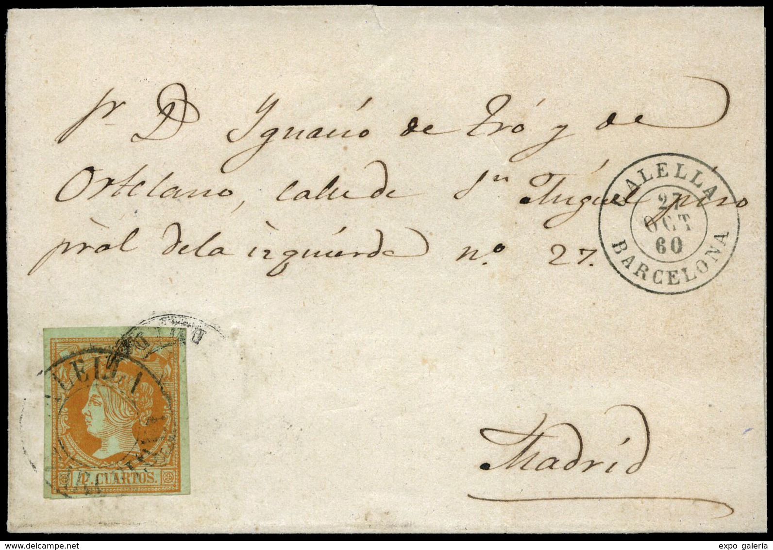 Ed. 52 - Sobreenvuelta Cda Mat. Fechador Tp. I “Calella-Barcelona” Lujo. Muy Raro. - Unused Stamps