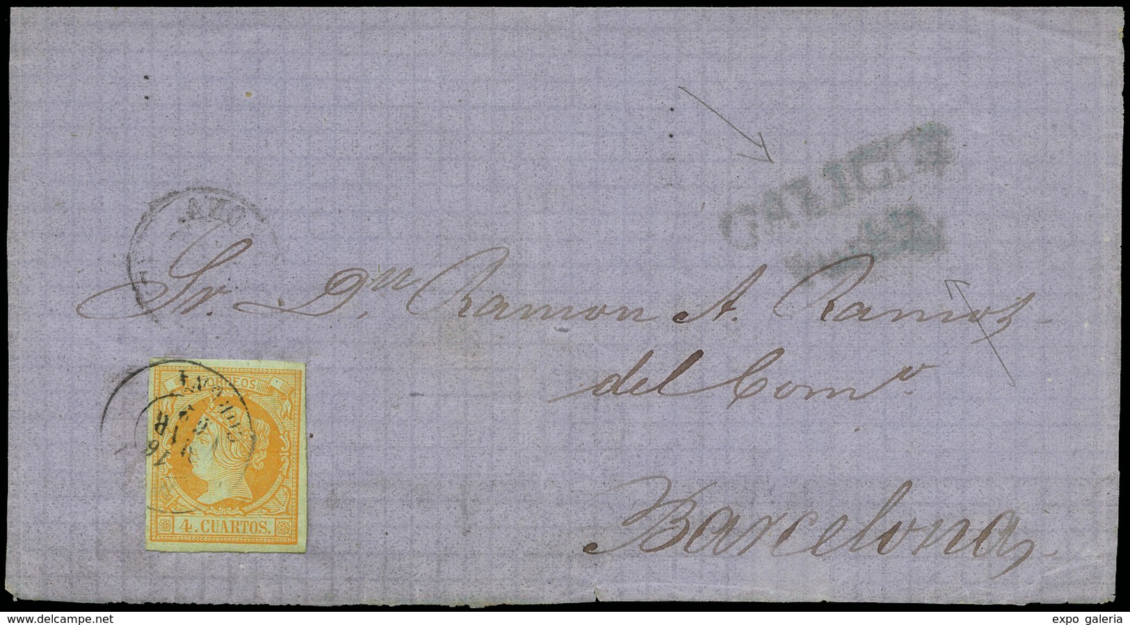 Ed. 52 - Sobreenvuelta Cda Fechador Tp. II “Noya-Coruña” A Barcelona Con Marca Prefilatélica “Galicia-Puebla” - Unused Stamps