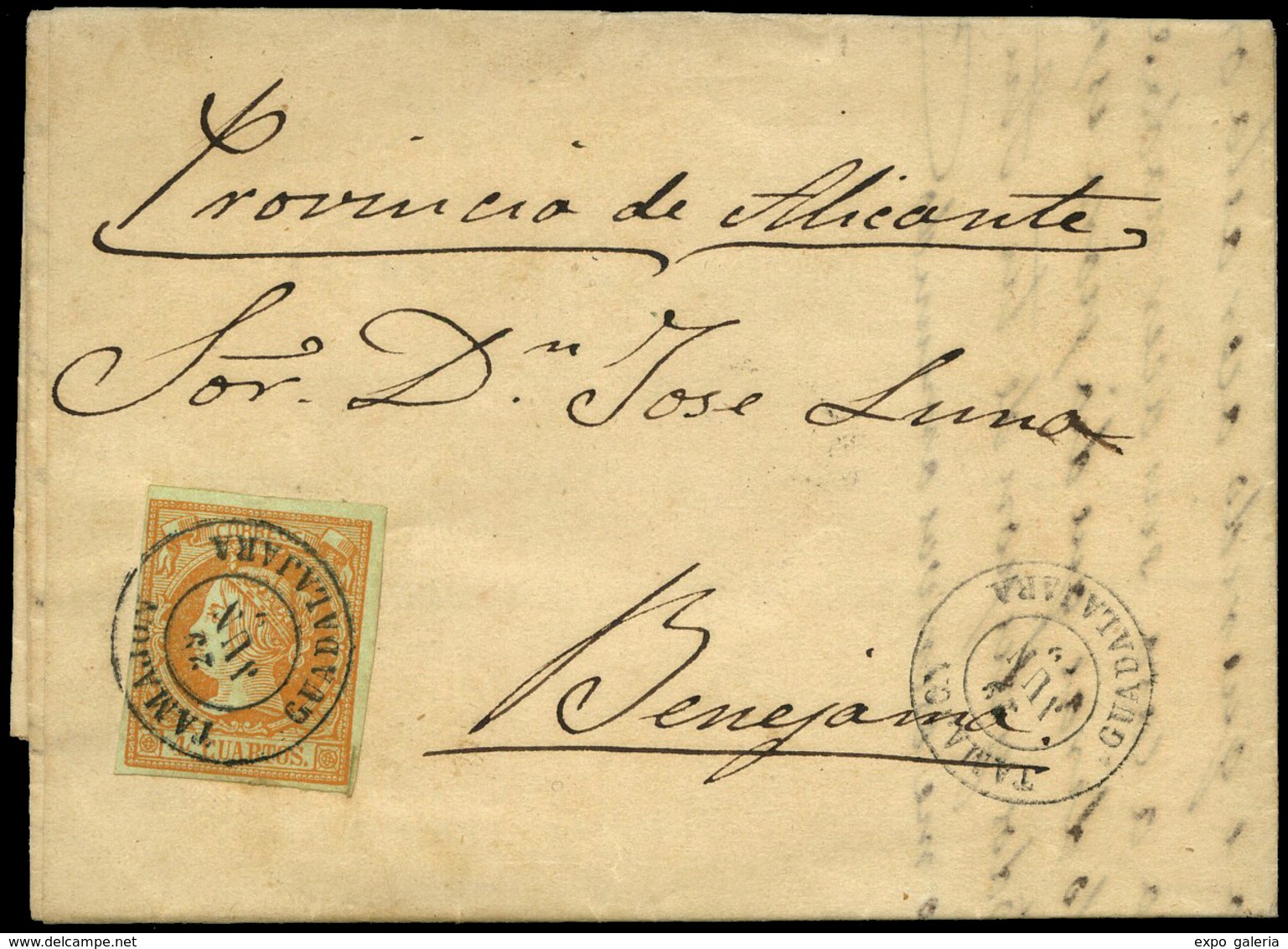 Ed. 52 - Carta Cda Mat. Fechador Tp. II “Tamajón-Guadalajara” Lujo. - Neufs