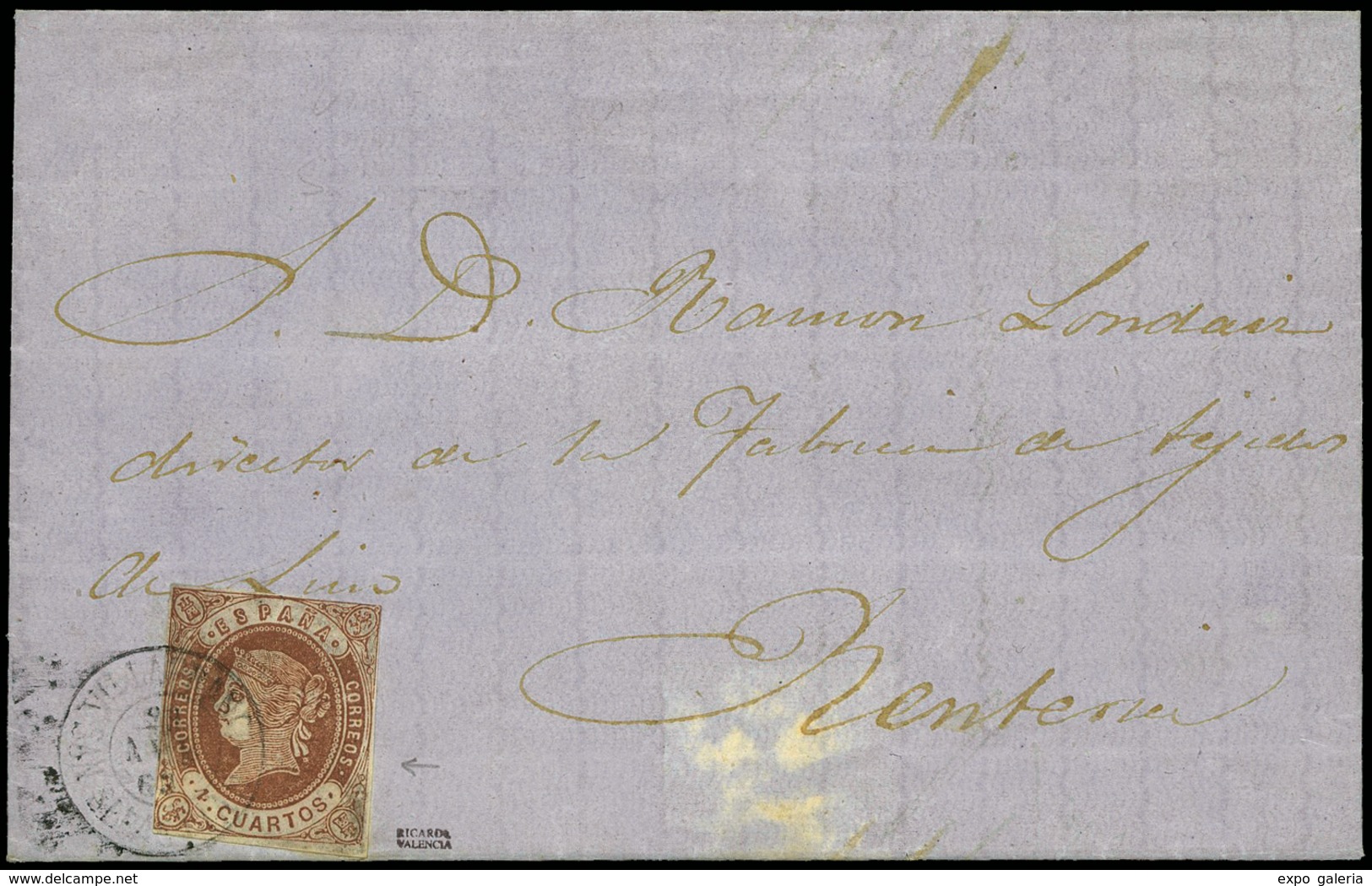 Ed. 58 - Carta Entera Cda Mat. Fechador Tp. II “Villafranca-Guipuzcoa” Raro. - Unused Stamps