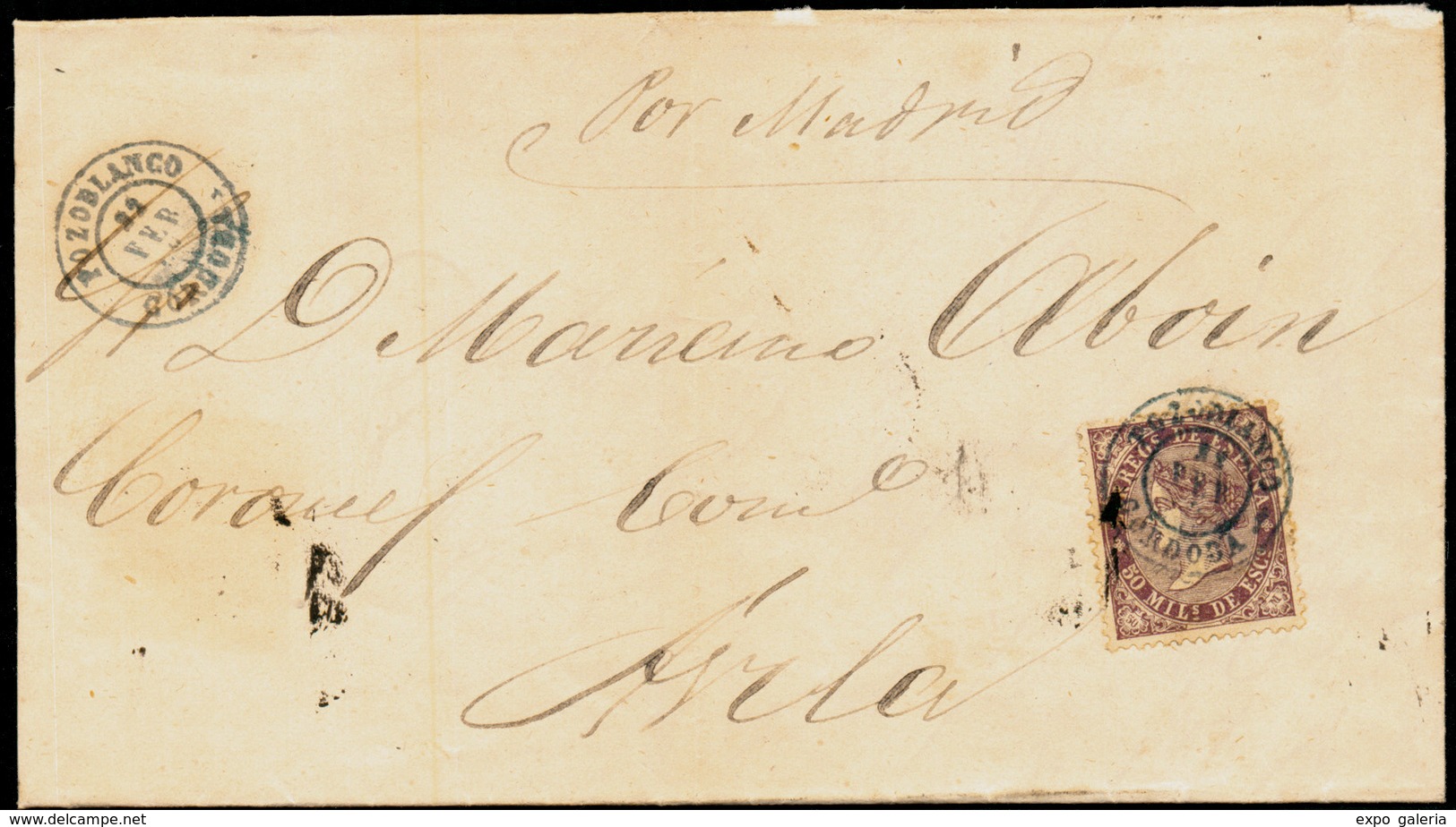 Ed. 98 - Carta Cda Mat. Fechador Tp. II “Pozoblanco-Córdoba” (azul).Lujo - Unused Stamps