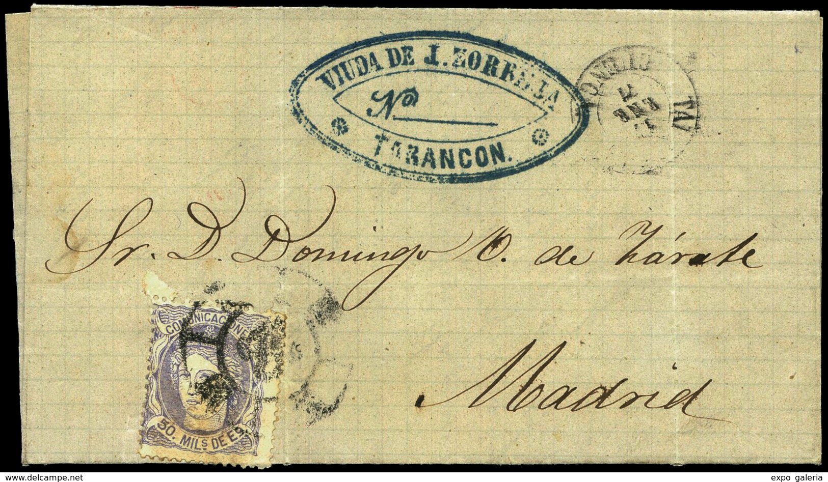 Ed. 107 - Carta Cda Mat. R.C. “58-Tarancón” A Madrid. Rara. - Unused Stamps