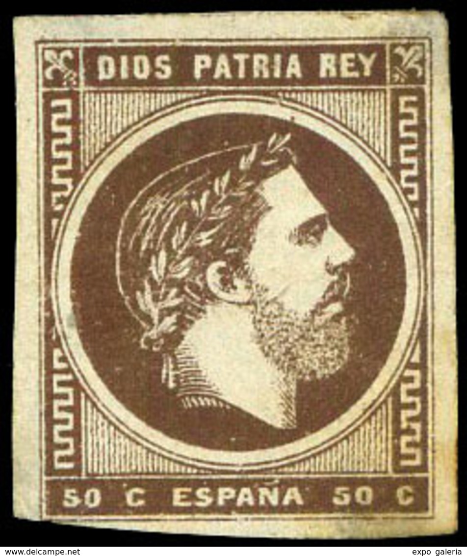 Ed. ** 160ec - Error De Color. 50Cts. Castaño. Pese A Ligero Descarnado Pieza De Gran Rareza. Marquilla Roig - Carlists