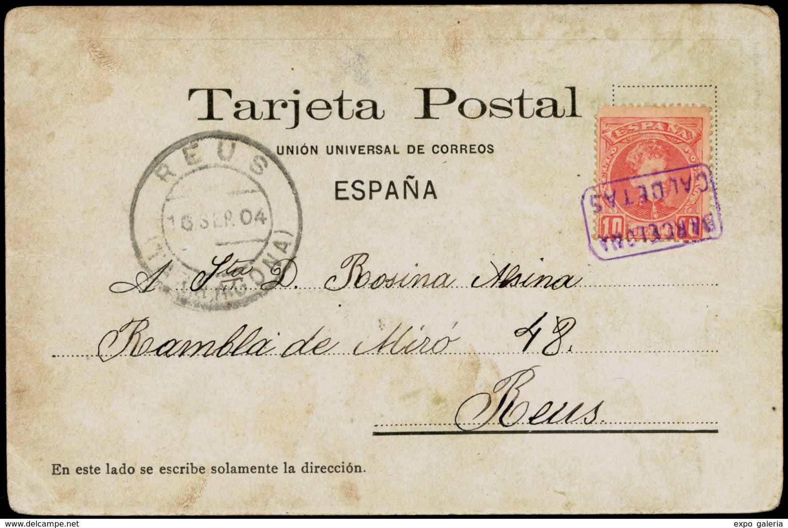 Ed.  TP 243 CALDETAS-Barcelona. Tarjeta Cda Con Mat. Carteria. Preciosa Y Muy Rara Postal. “Mataró…" - Autres & Non Classés