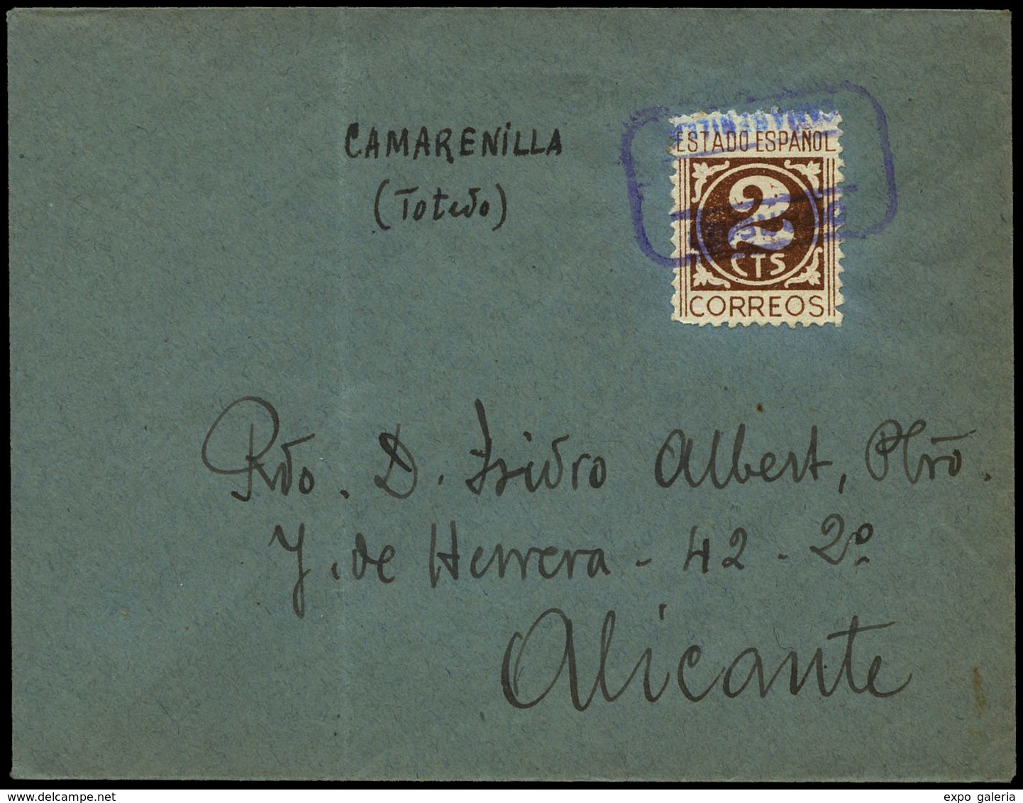 Ed. 819 - CAMARENILLA.Toledo. Carta Cda A Alicante. Carteria Especial.Lujo. - Sonstige & Ohne Zuordnung