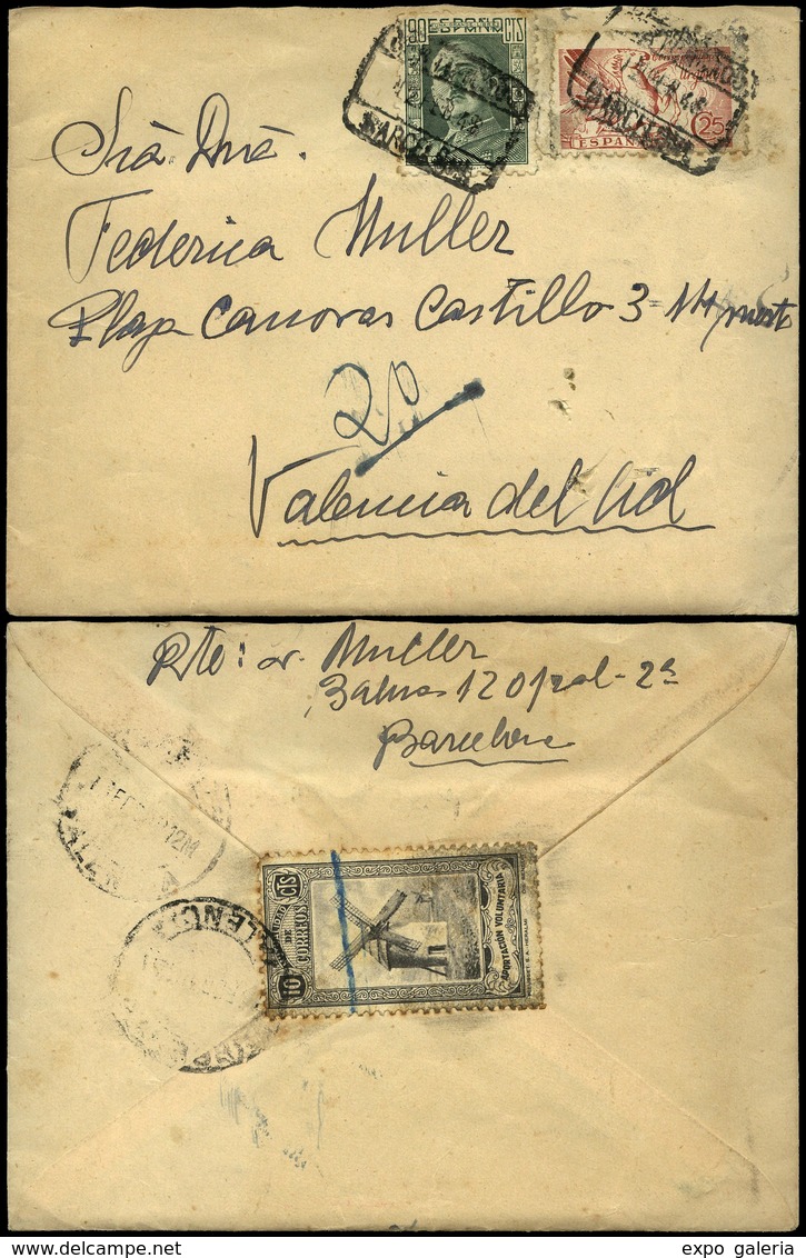 Ed. 952+100 - “Certificado-Barcelona 12-02-48” Con Viñeta 10Cts. “Mutualidad De Correos” (molino) - Ungebraucht