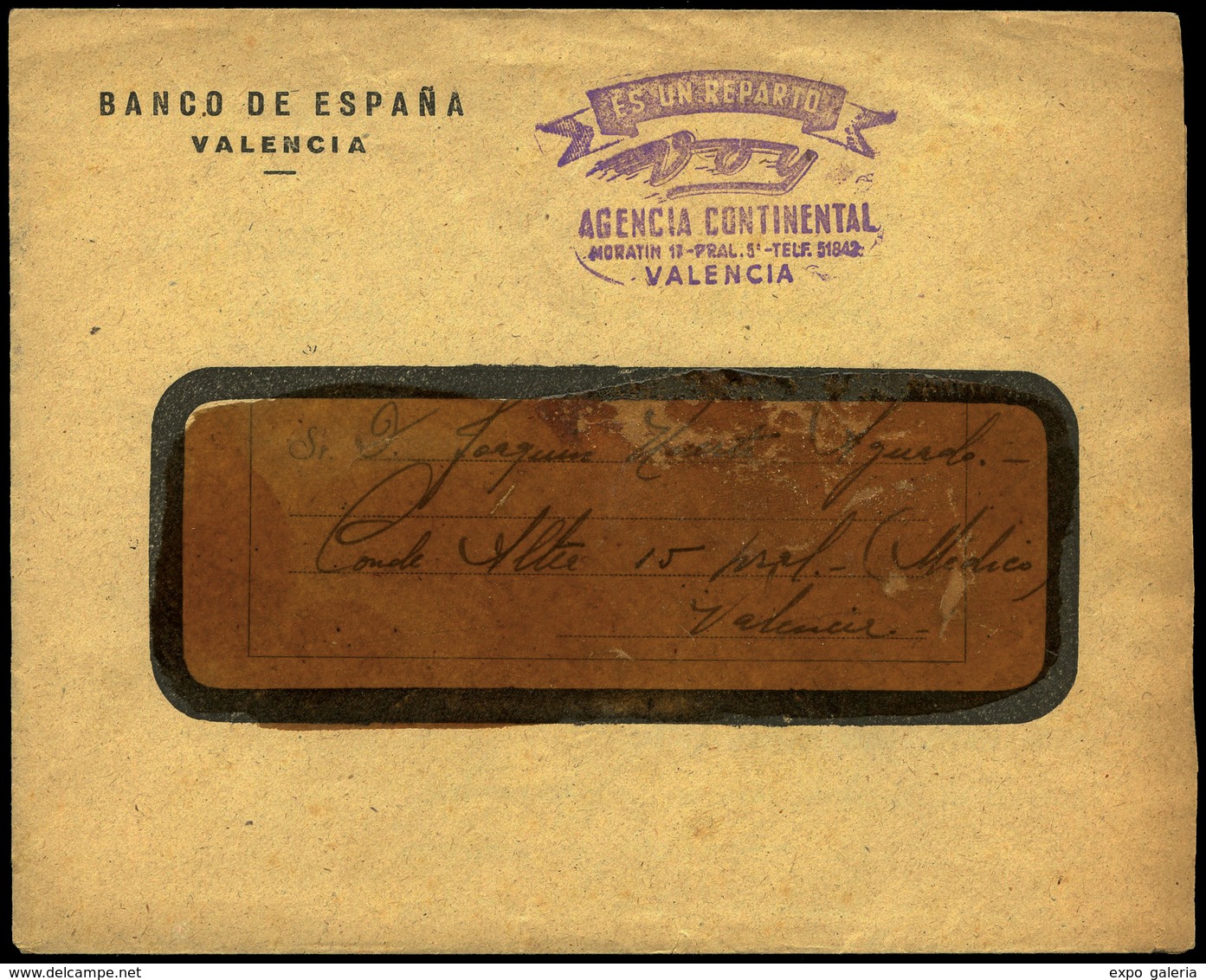 Carta Cda Con Marca De Ordinario “Es Un Reparto Voy Agencia Continental Valencia” - Unused Stamps