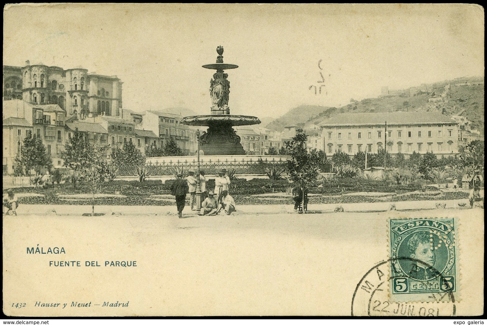 Ed.Ed. T.P. 242 - Preciosa Tarj. Postal De Málaga (Fuente Del Parque) Con Perf. “Dora” (Vinos Y Licores), Cda A Paris - Other & Unclassified