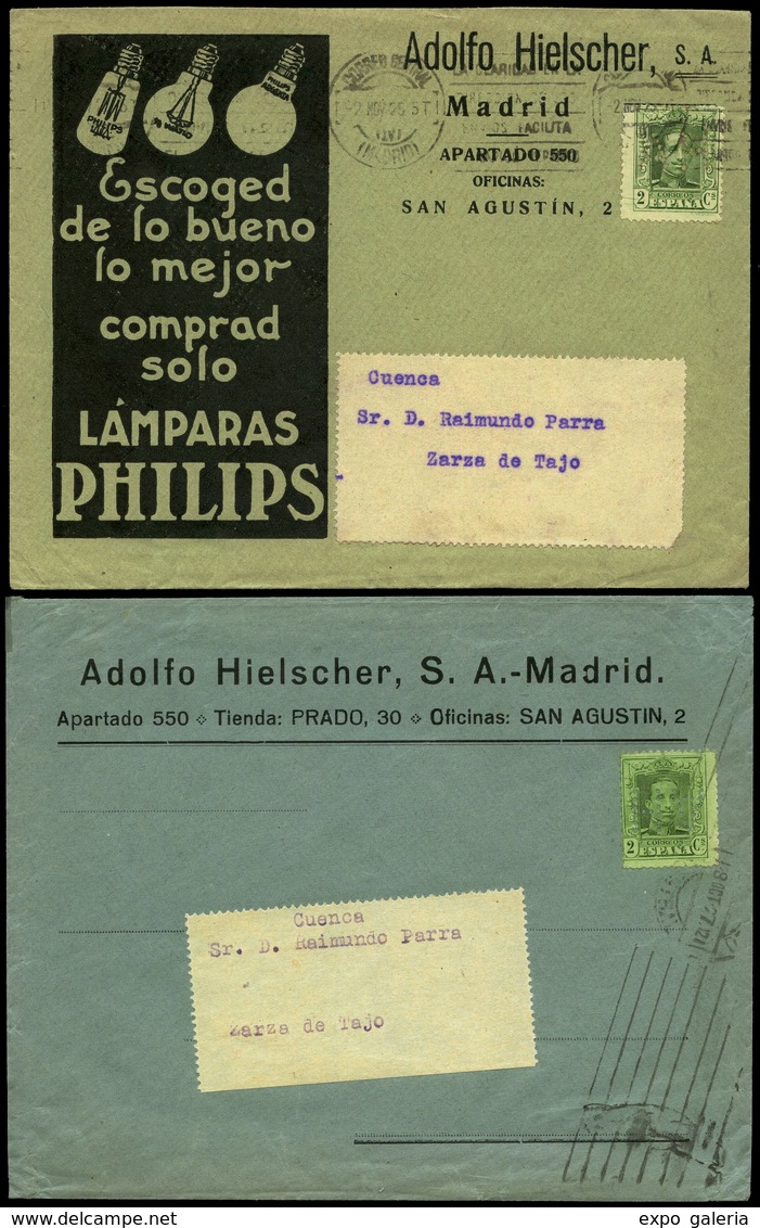 Ed. 310 - “A.H.” (Adolfo Hielscher. Madrid. Material Eléctrico). Carta Cda A Zarza Del Tajo. (Conjunto De 2 Cartas…) - Other & Unclassified