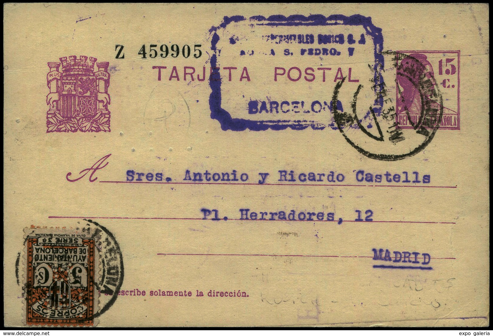Ed. E.P. 69+Barna 10 - “H.I.R.” (Hules E Impermeables Rosion.Barcelona) E. Postal Cdo A Madrid - Other & Unclassified