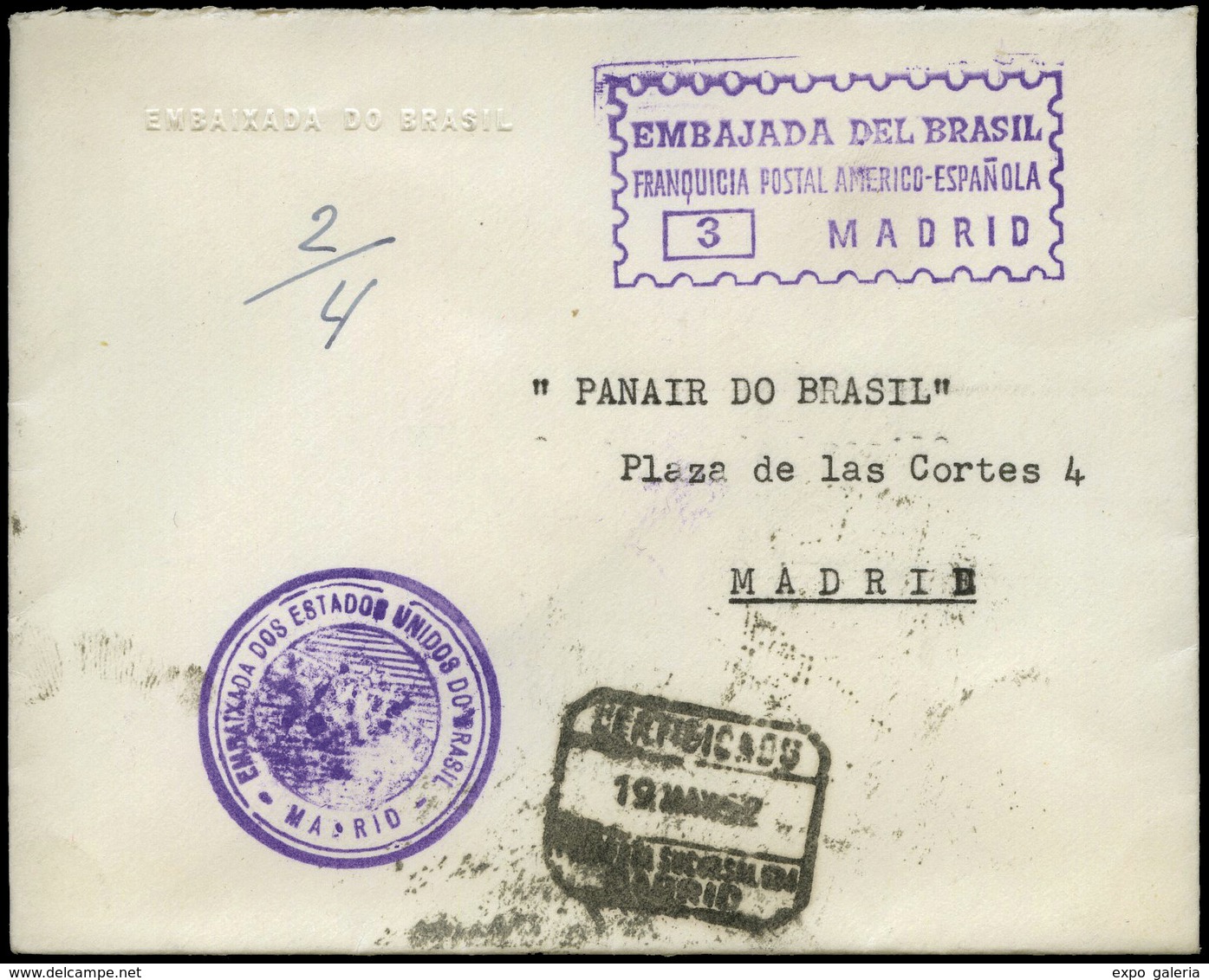 1952. Franquicia “Embajada Del Brasil-Franquicia Postal Americo-Española 3-Madrid” Cda 19/05/52. Lujo. - Unused Stamps