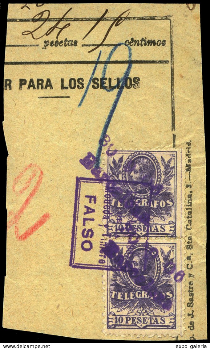 Ed. 46F - Fragmento De Telegrama Con Marca Inspección Postal “Fica. Nacional Moneda Y Timbre-Falso” - Télégraphe