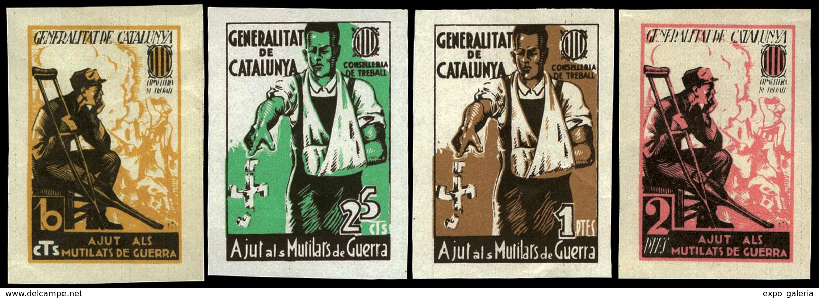 *** 2996S/3000S “Generalitat Catalunya. Ajut Als Mutilats De Guerra” Raro. - Spanish Civil War Labels