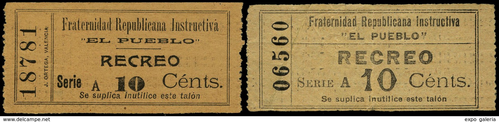 ** S/C 2 Cupones Serie A. 2 Modelos Diferentes En El Texto. Raro. - Spanish Civil War Labels