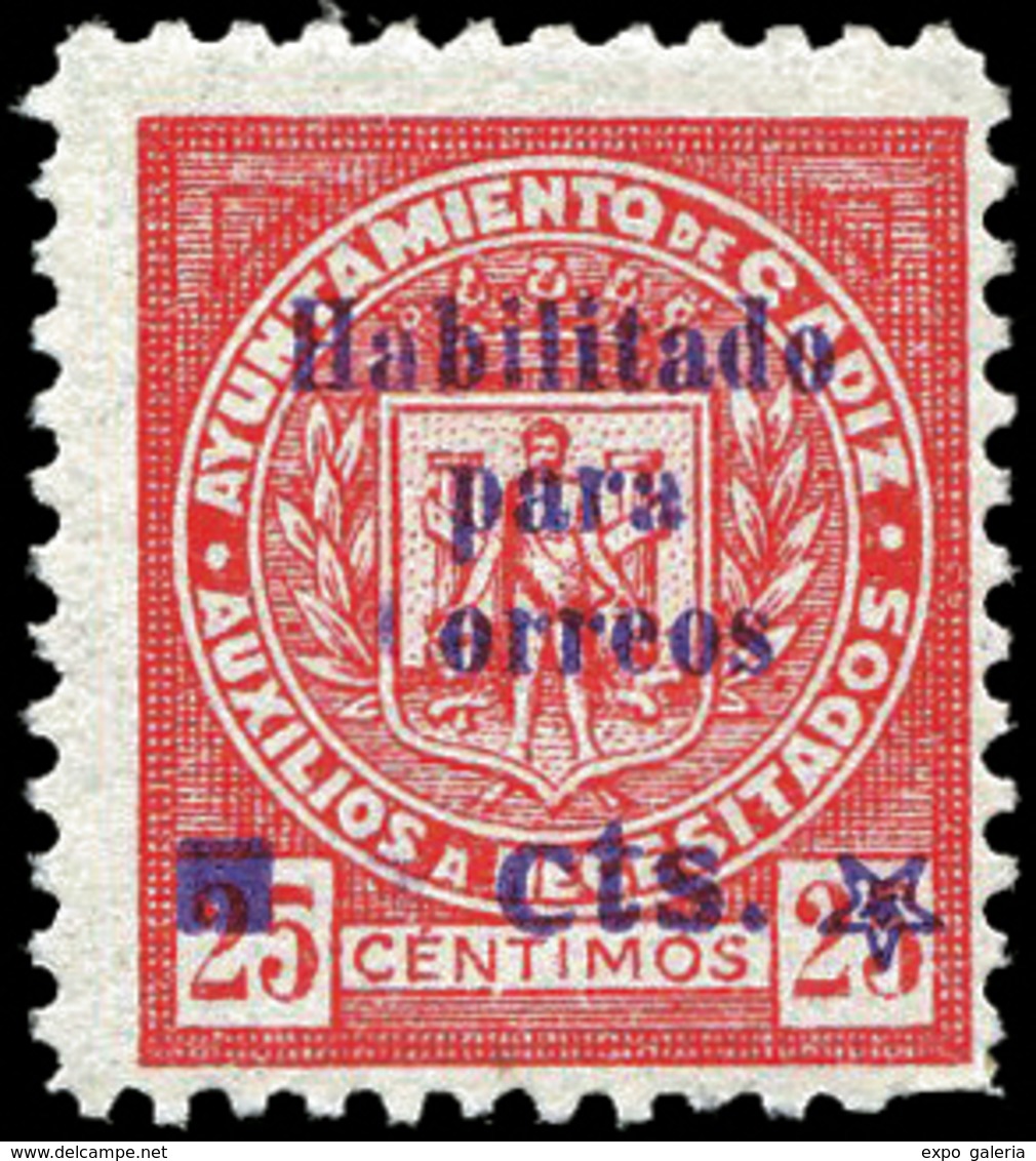 Ed. *** 41 CÁDIZ. Variedad Falta “5” De Cts. Rara - Spanish Civil War Labels