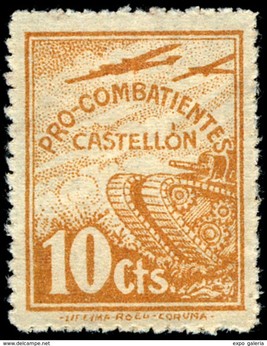 * All. 71 CASTELLÓN. “Pro Combatientes.Castellón 10Cts.” Raro. - Spanish Civil War Labels