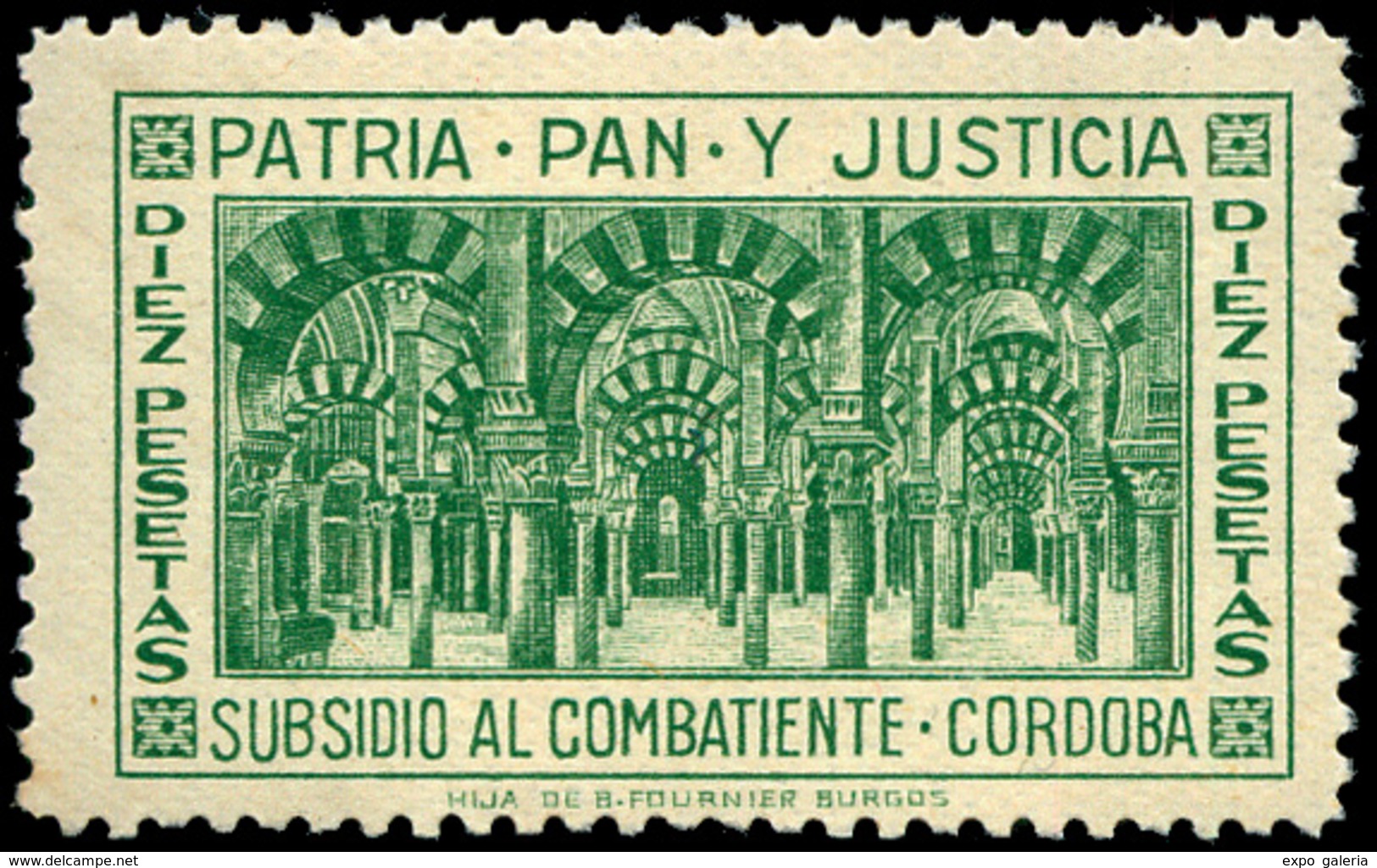 *** S/Cat. CÓRDOBA. “Subsidio Al Combatiente” (Mezquita) 4 Valores. Lujo. Escasa - Spanish Civil War Labels