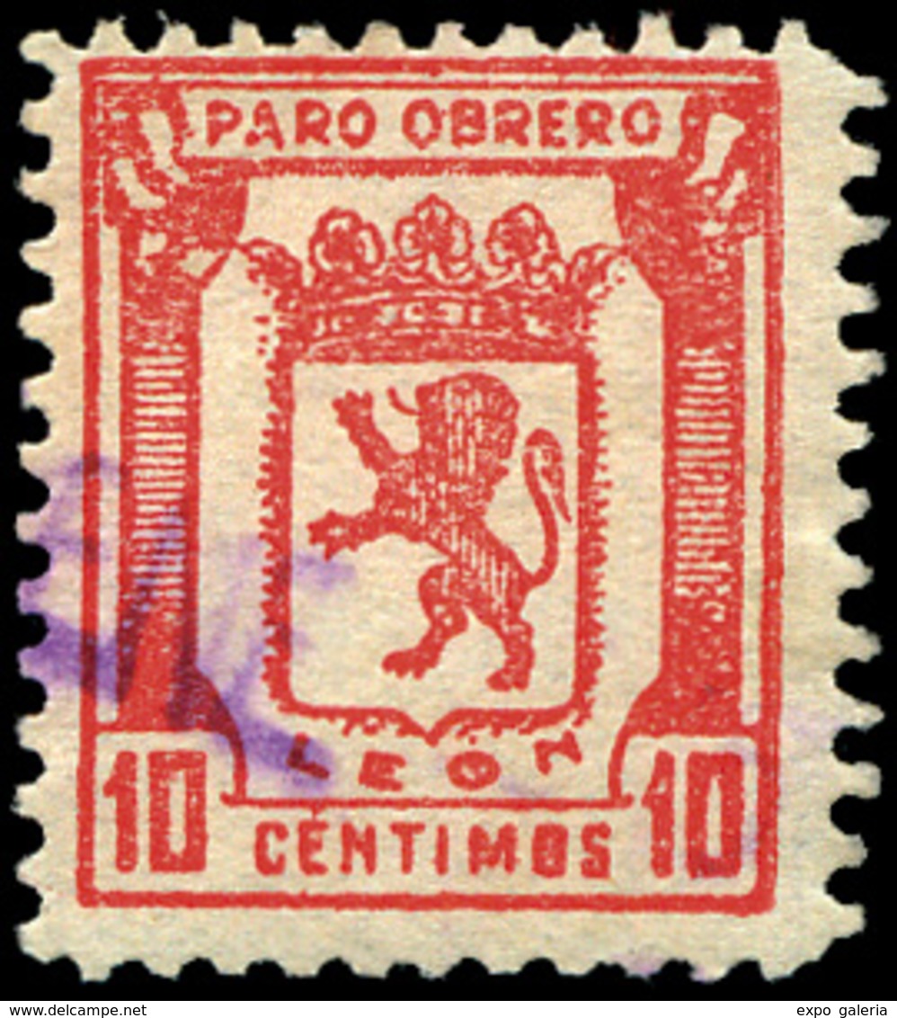 0 S/Cat. LEÓN. “Pro Obrero. 10Cts.” Raro - Verschlussmarken Bürgerkrieg