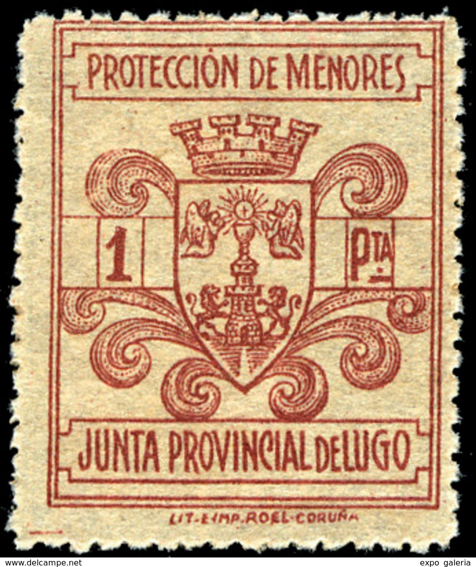 *** S/Cat. LUGO. “Protección De Menores” Unicolor. 3 Valores. Raros - Verschlussmarken Bürgerkrieg