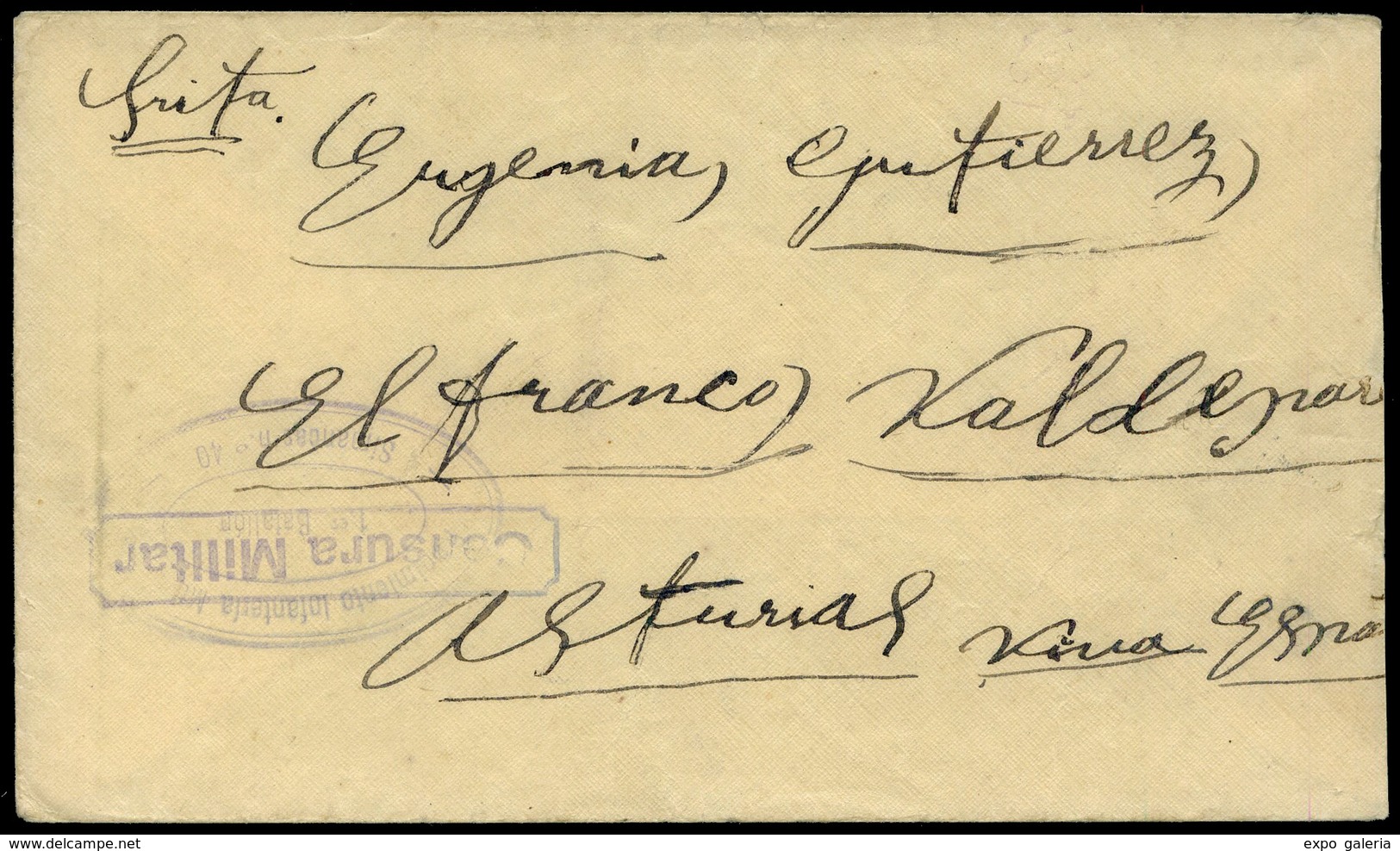 Carta Cda Con Marca “Regimiento Infanteria. 1º Bon. Simancas Nº40” Lujo.Raro - Lettres & Documents