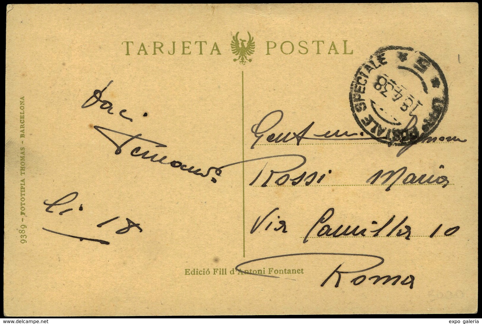 T.P. 1938. “Uffice Postale Speciale 18/04/38” A Roma Desde Gandesa. Ex Gomez Guillamón. - Briefe U. Dokumente