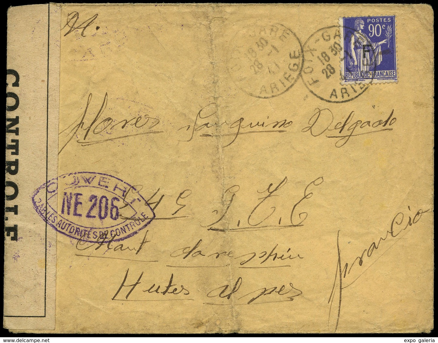 1941. “Foix-Gare 28/01/41 Ariege” Y Remite “723 G.T.E. 3ª Section Maulin” Al “545 GTE En Alant Claresphin”… - Lettres & Documents