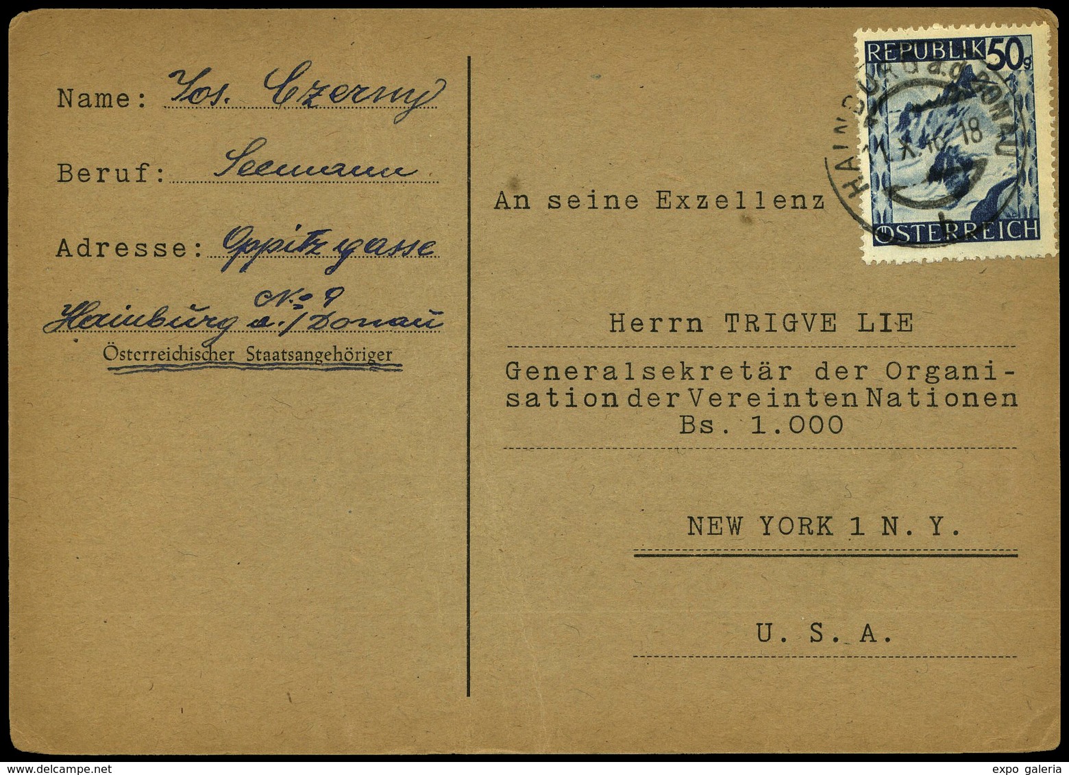 T.P. 1946.Austria. “.........Franco-Regime Abgebrochen Werden Und Die....... Demokratische.....” Cda De Viena A USA - Lettres & Documents