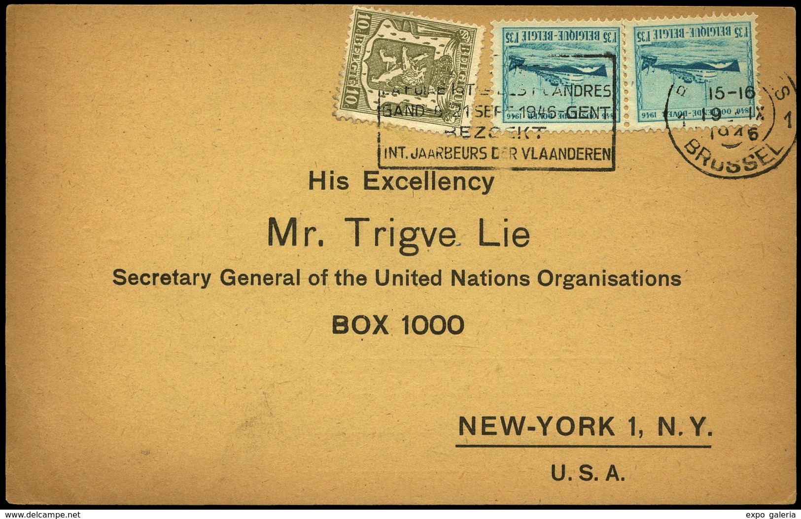 T.P. 1946.Belgica. “Le Régime De Franco A été Condamné Moralement........” Cda De Bruselas A USA. Rara - Covers & Documents