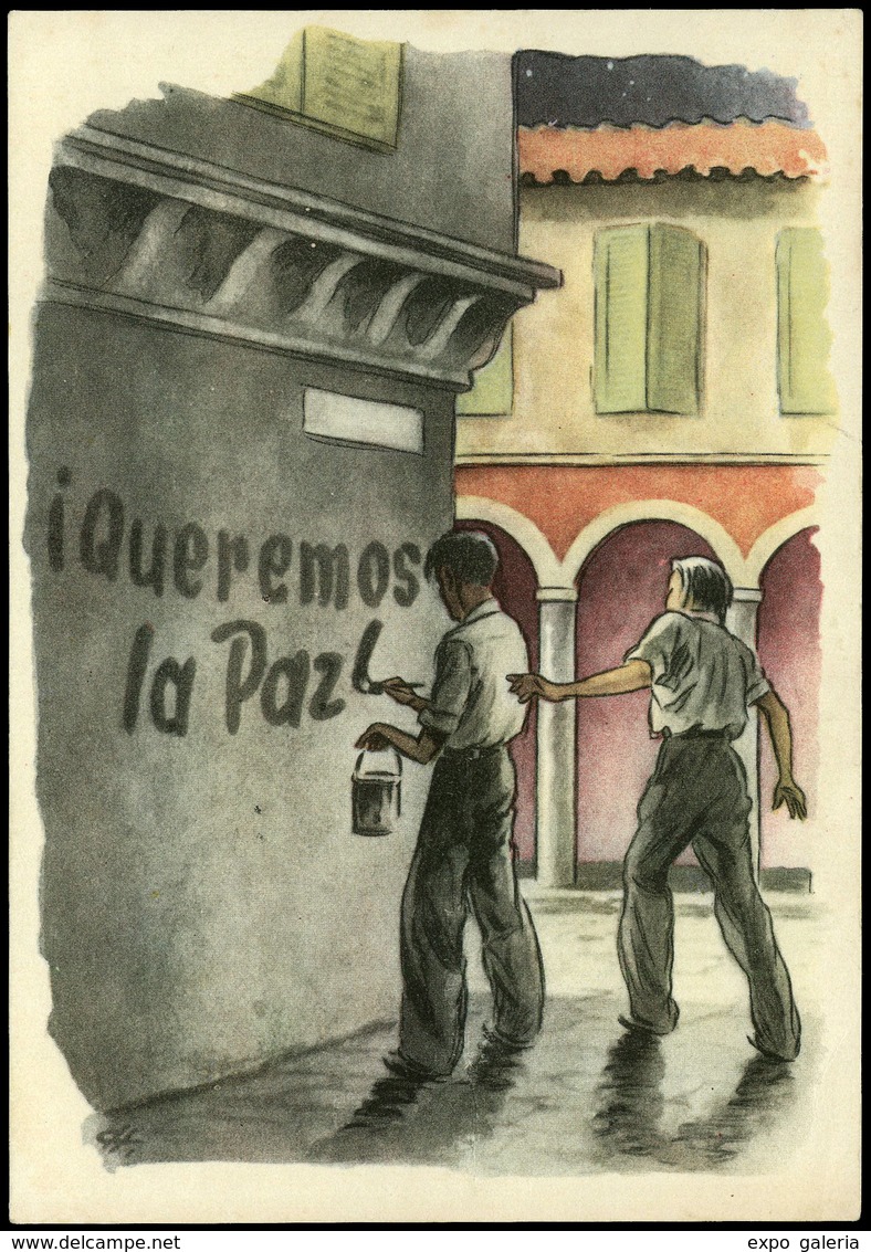 T.P. 1946.(Varios). “La Juventud Española Quiere La Paz”. Solidaridad Antifranco. Sin Circular. Lujo. - Briefe U. Dokumente