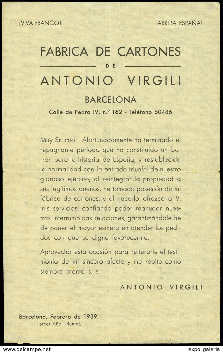 1939. “Afortunadamente Ha Terminado El Repugnante........” - Covers & Documents