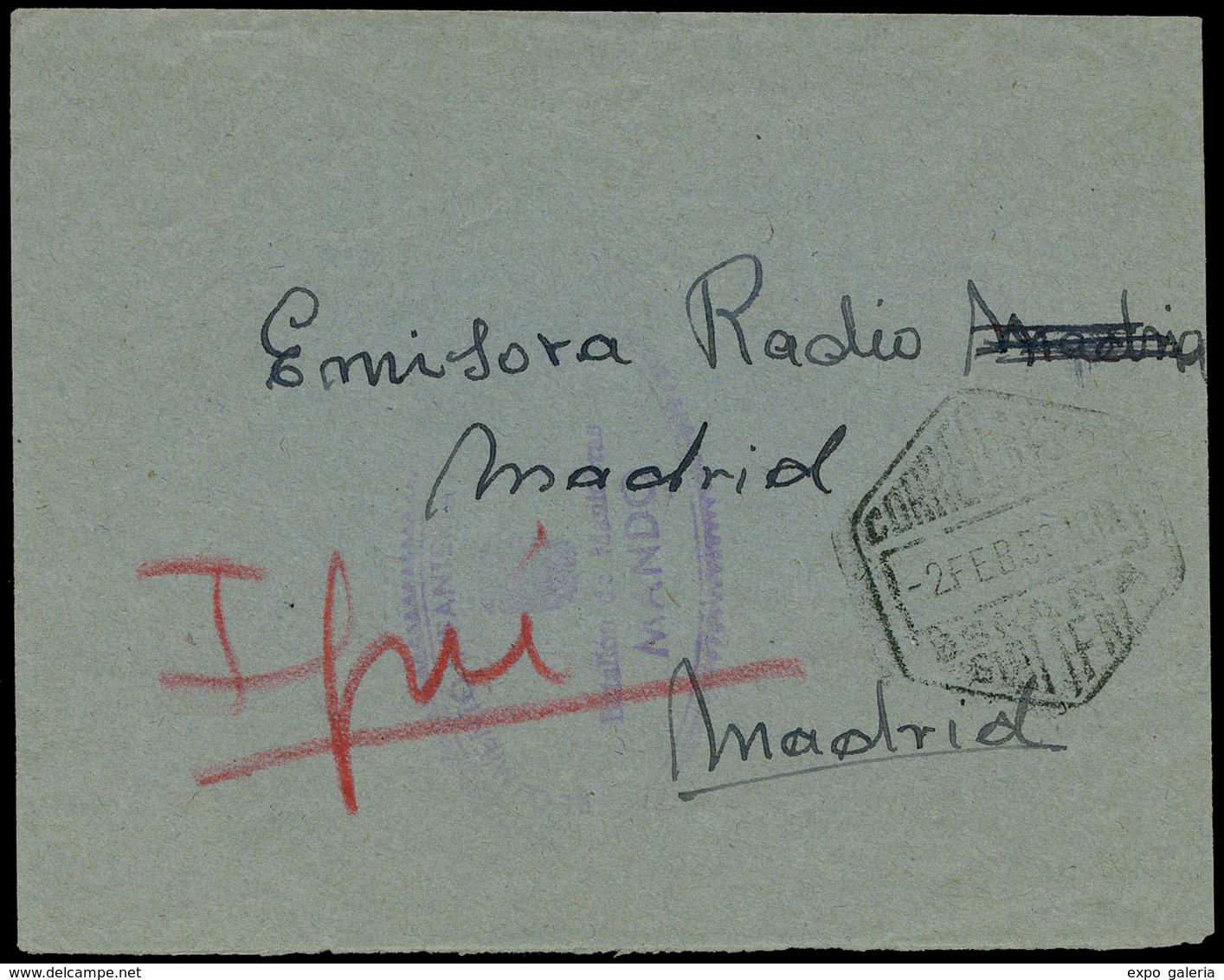 Guerra Ifni 1957/58. 1958.Carta Cda Correo Aereo De Ifni A Madrid Con Marca Franquicia “Regimiento Infanteria…" - Ifni