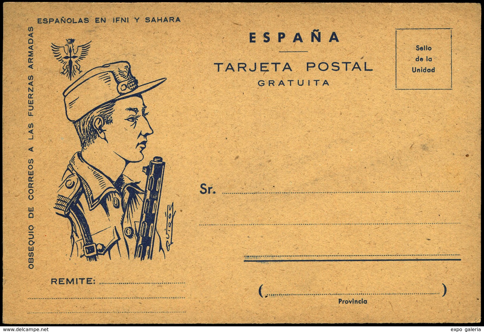 T.P 1 1958. Nueva. Ejército De Tierra. (Sin Marca De Franquicia, Ni Fechador Correo Aereo). Excepcional Rareza - Ifni