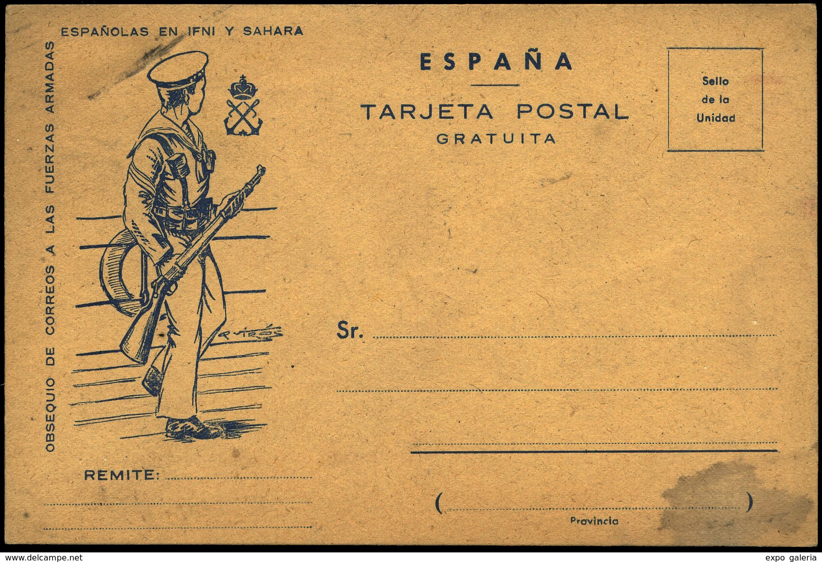 Ed. T.P. 3 - 1958. Nueva. Infanteria De Marina. (Sin Marca Franquicia, Ni Fechador Correo Aereo) Excepcional Rareza - Ifni