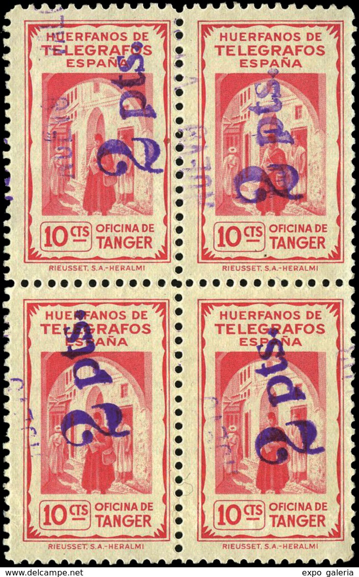 *** S/Cat. Bl.4 Sello De 10Cts. “Oficina De Tánger” Con Habilitación “Nuevo 2 Ptas” No Reseñado - Andere & Zonder Classificatie